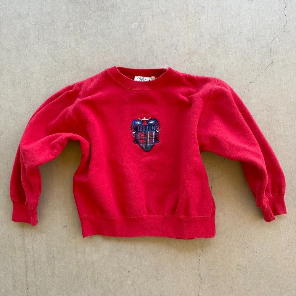 Vintage JG Hook Boys Red Crest‎ Sweatshirt Youth Size 7 Preppy Crewneck